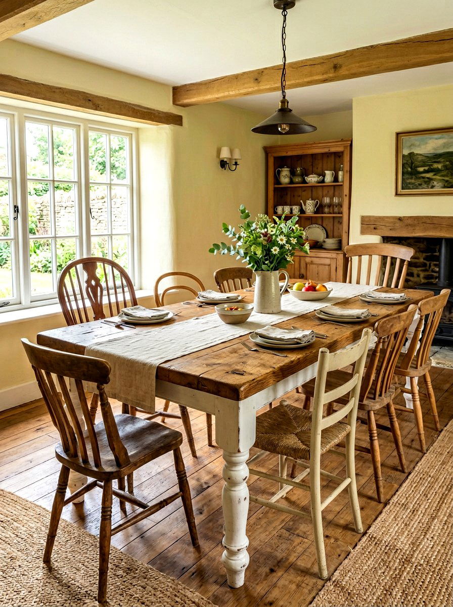 Rustic farmhouse table - 30 shabby chic decor ideas