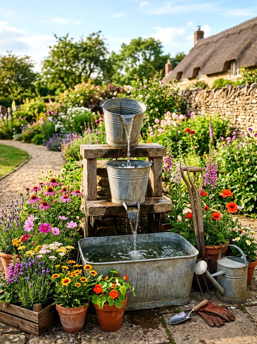 Rustic fountain - 30 patio fountain ideas