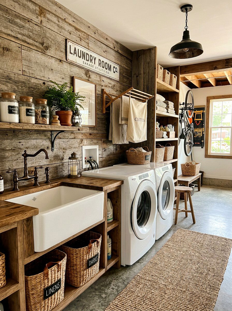 Rustic garage laundry room - 30 garage laundry combo ideas