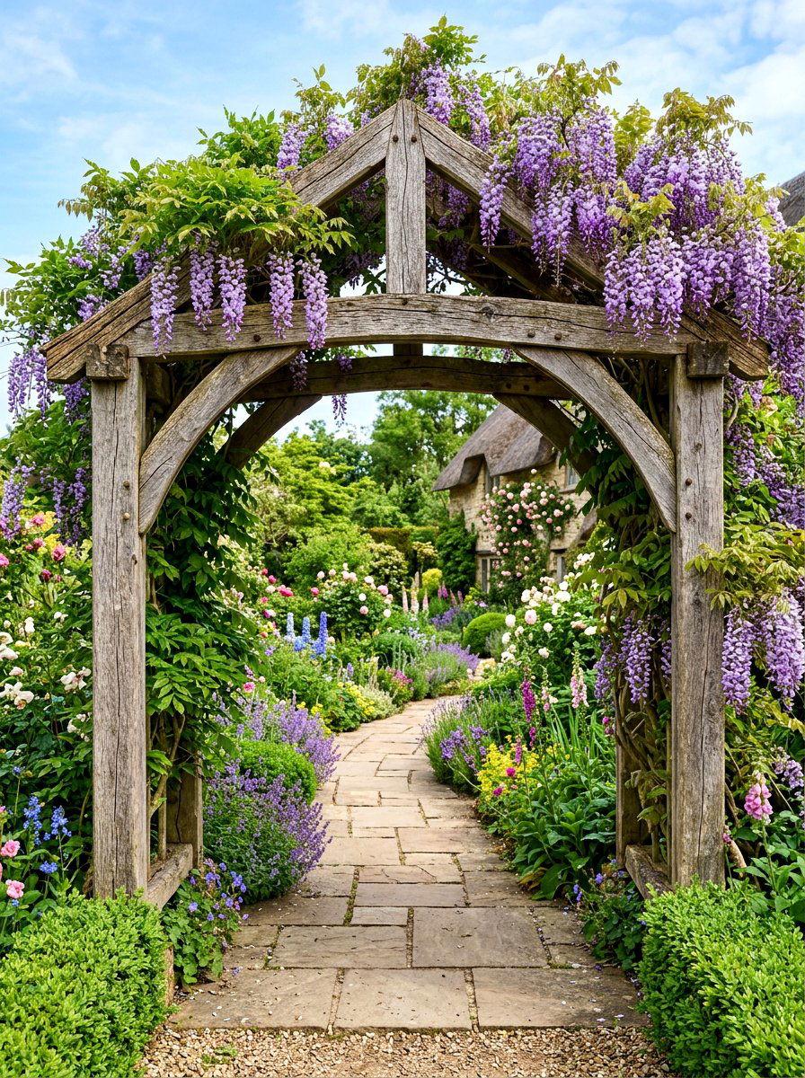 Rustic garden arches - 30 vintage garden decor ideas
