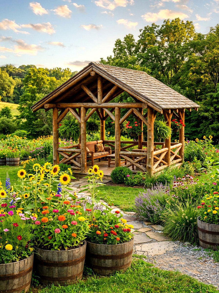 Rustic gazebo garden flowers - 30 gazebo flower garden ideas