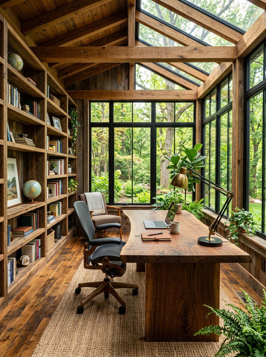 Rustic home office sunroom - 30 rustic sunroom ideas