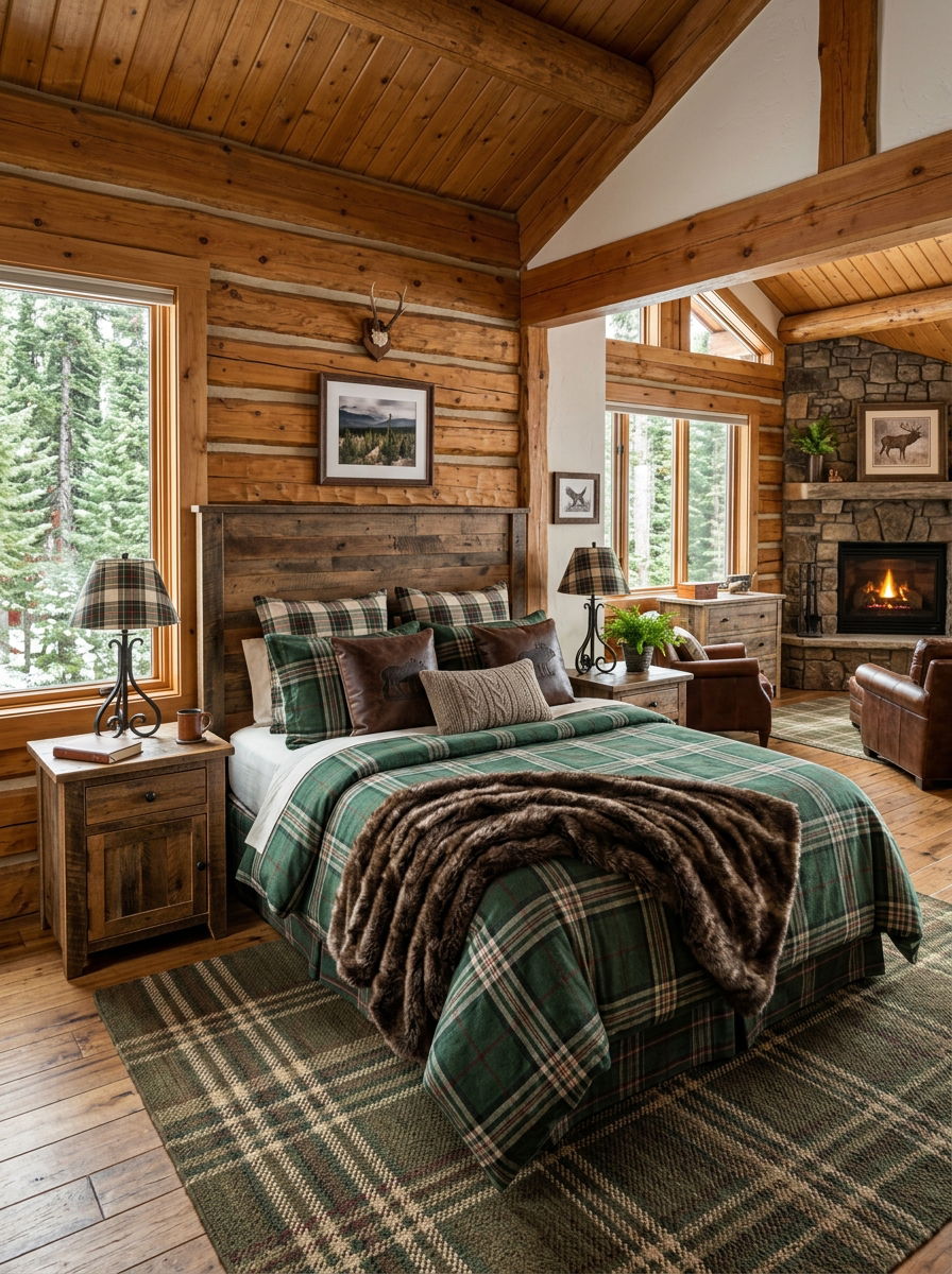 Rustic lodge plaid decor - 30 plaid bedroom ideas
