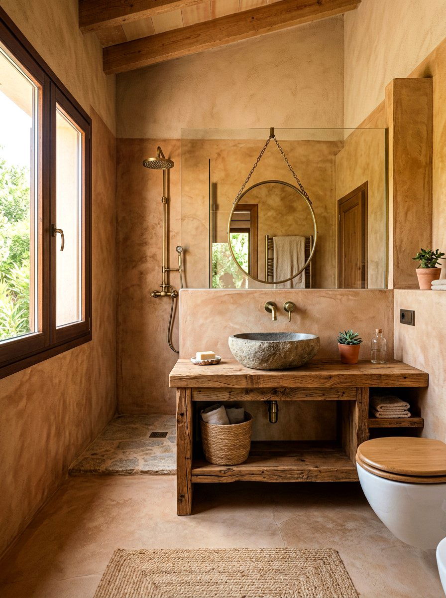 Rustic microcement bathroom decor - 30 microcement bathroom ideas