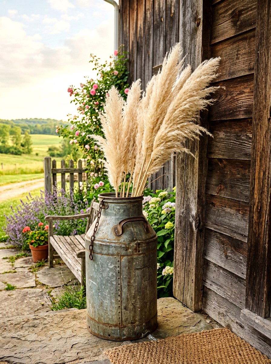 Rustic milk can - 30 porch corner decor ideas