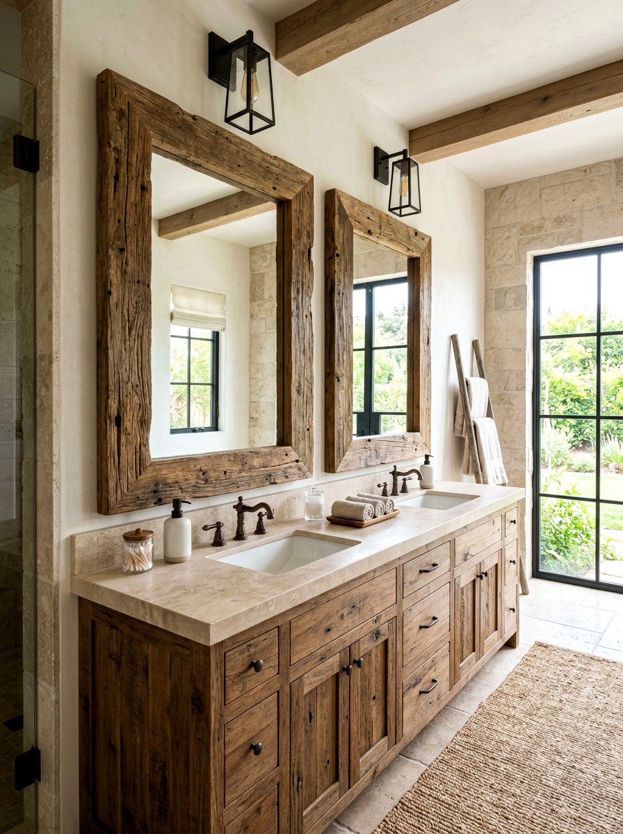 Rustic mirror frames - 30 lodge bathroom ideas