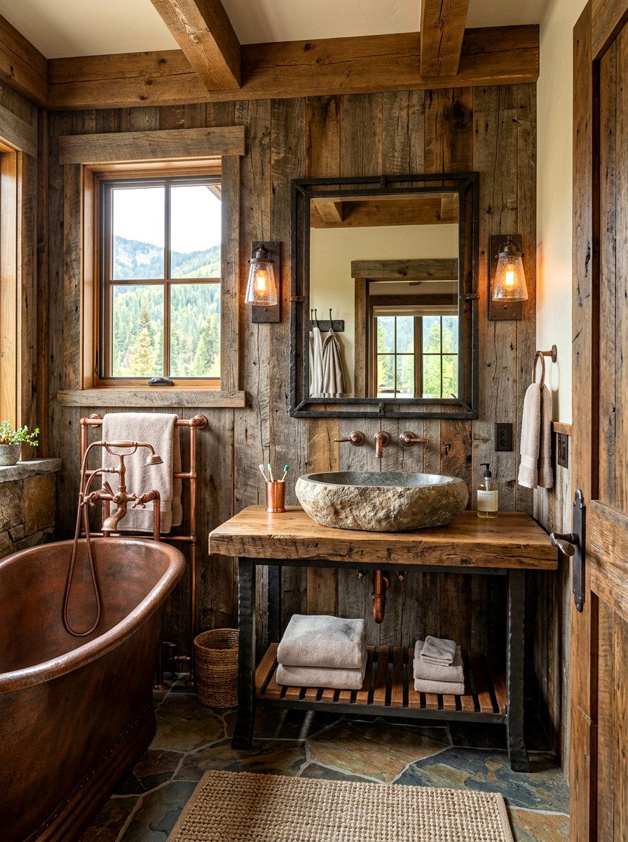 Rustic mixed metal bathroom - 30 mixed metal bathroom decor ideas