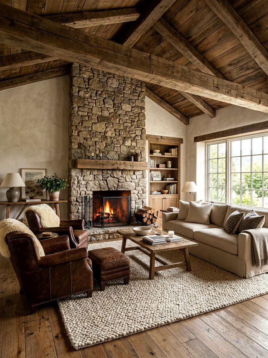 Rustic neutral living room - 30 warm neutral living room ideas