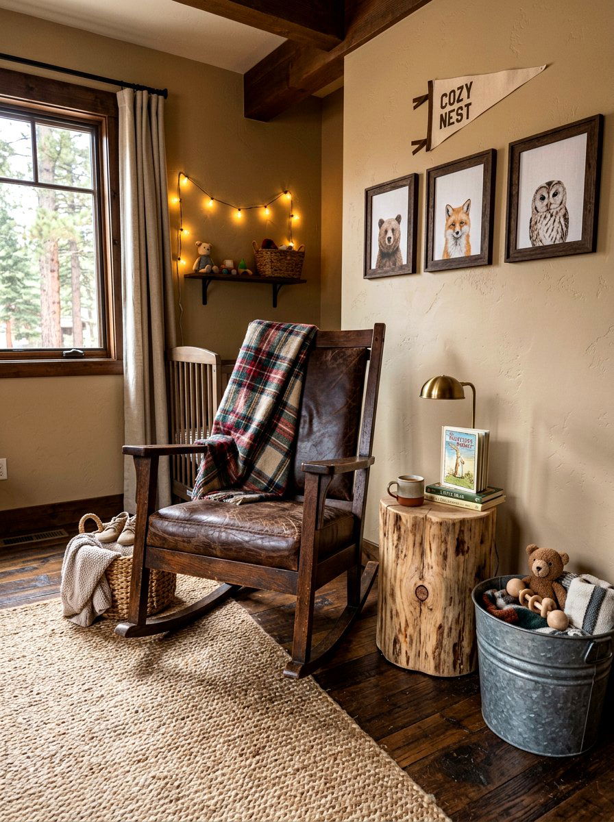 Rustic nursery rocker area - 30 nursery rocking chair corner ideas