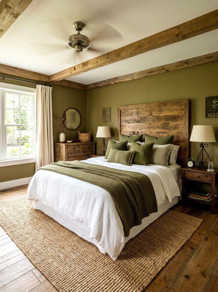 Rustic olive green bedroom decor - 30 olive drab bedroom ideas