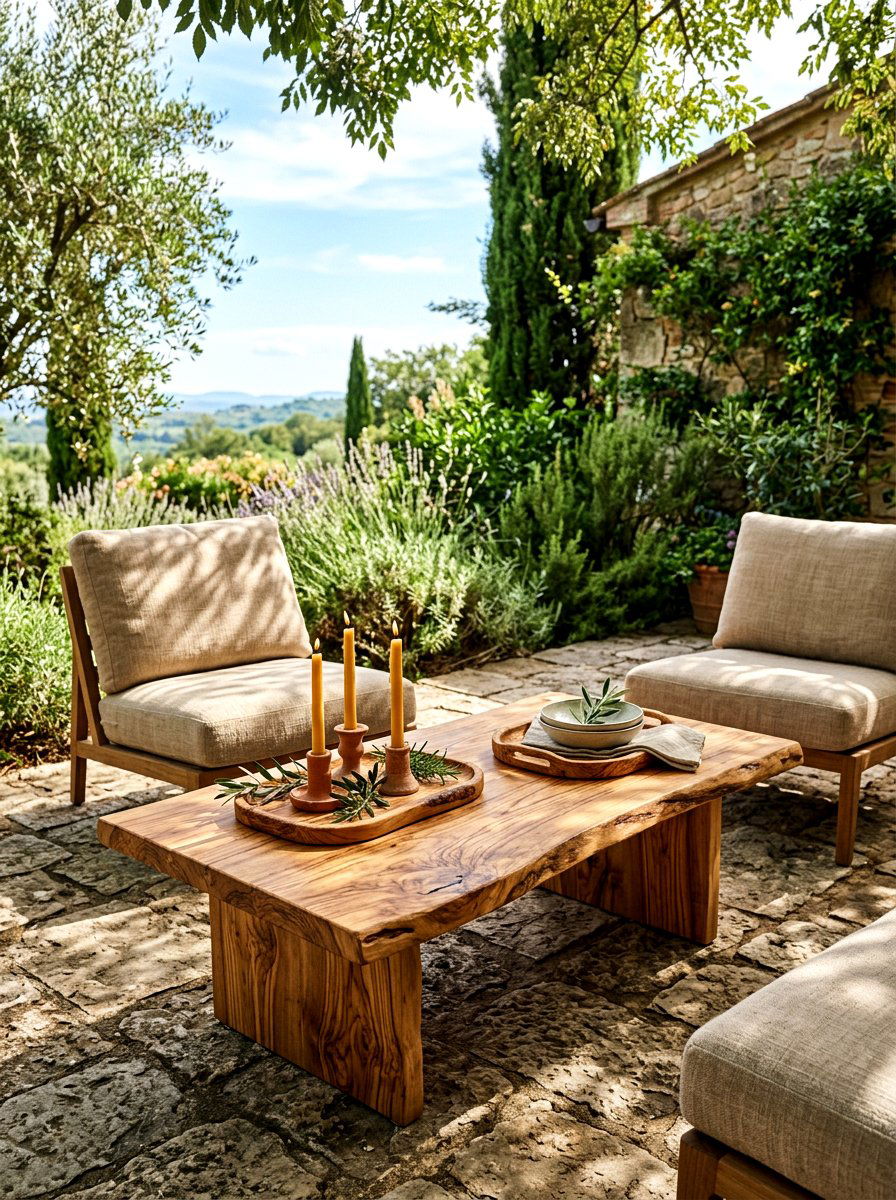 Rustic olive wood accents - 30 olive patio decor ideas