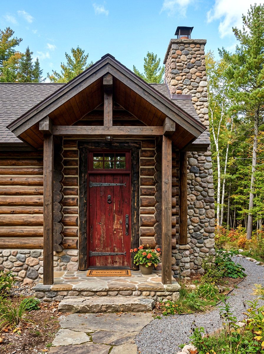 Rustic oxblood front door - 30 oxblood front door ideas