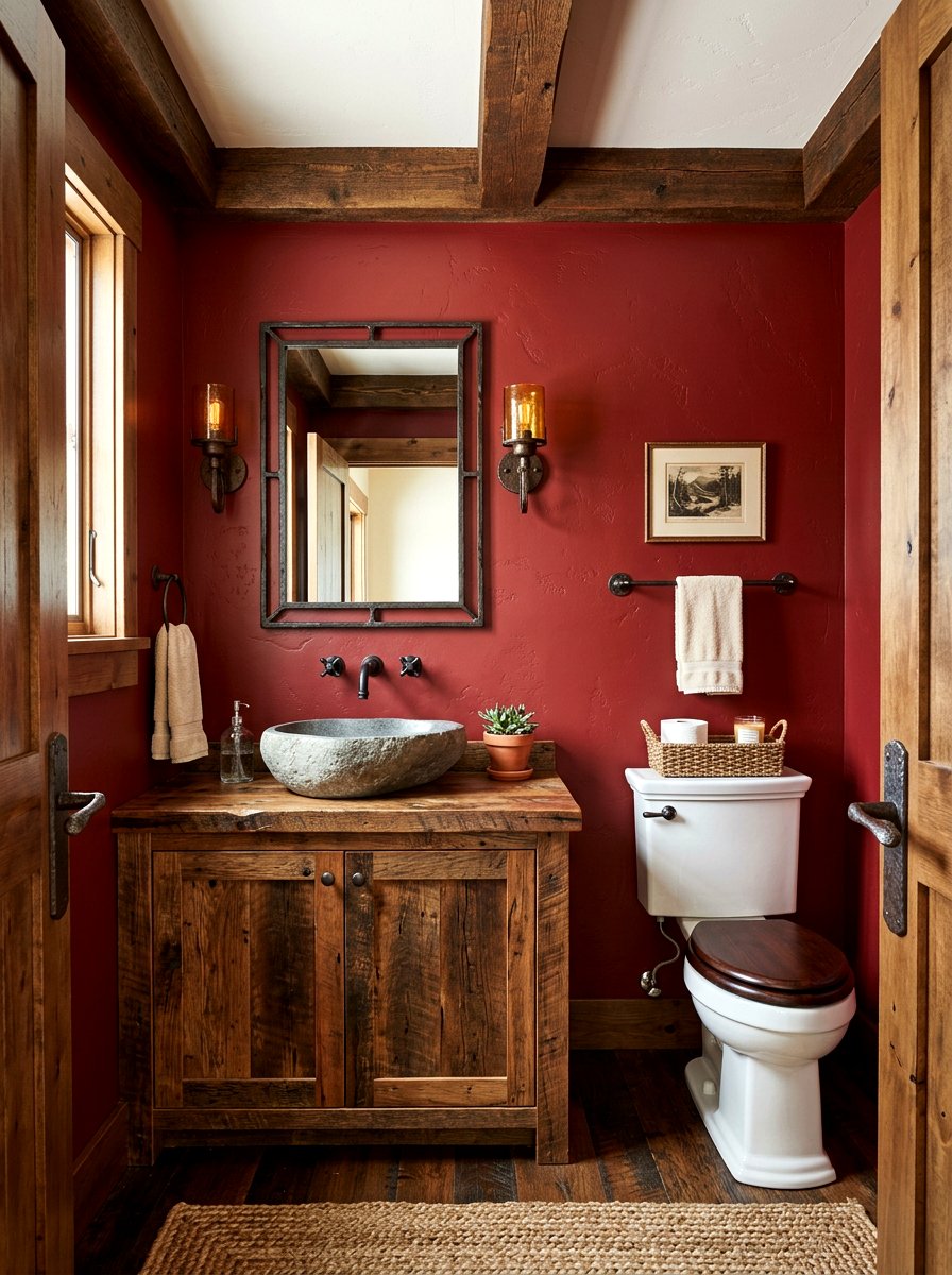Rustic oxblood powder room - 30 oxblood powder room ideas