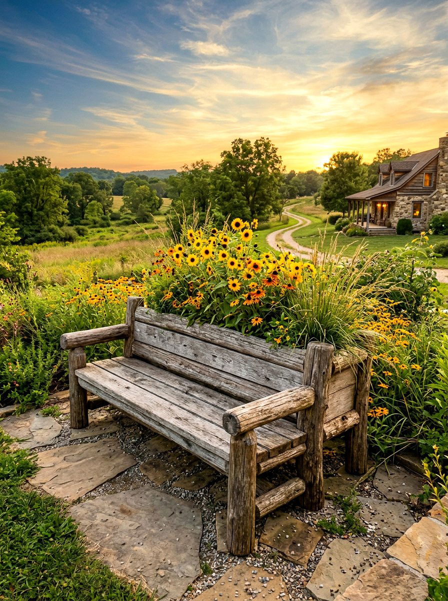 Rustic planter bench - 30 patio bench with planter ideas