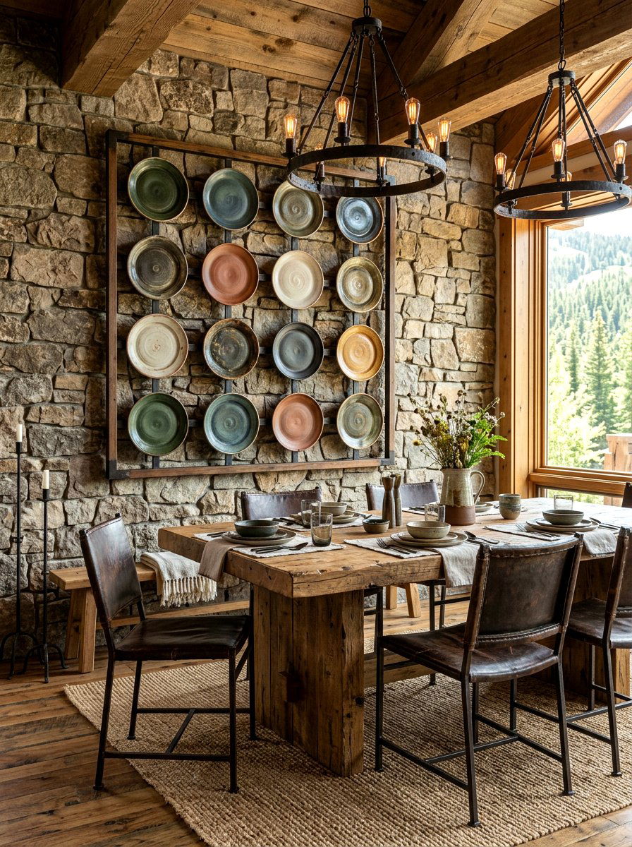 Rustic plate arrangement - 30 collected china wall ideas