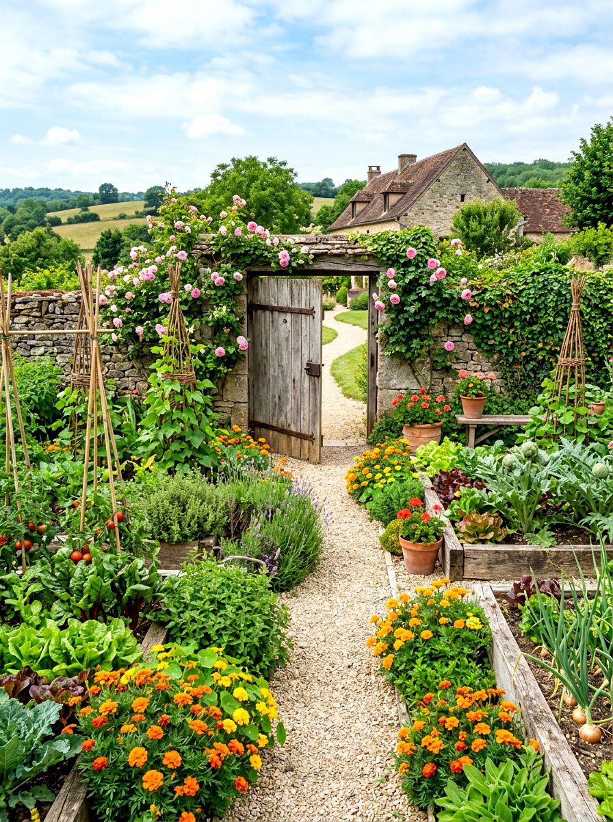 Rustic potager garden - 30 kitchen garden backyard ideas