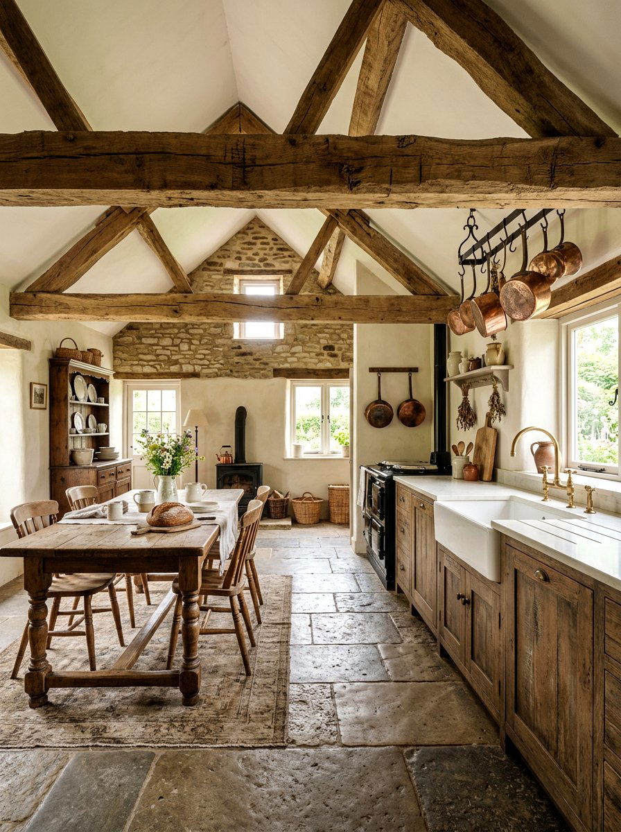 Rustic reclaimed wood beams - 30 kitchen ceiling beam ideas