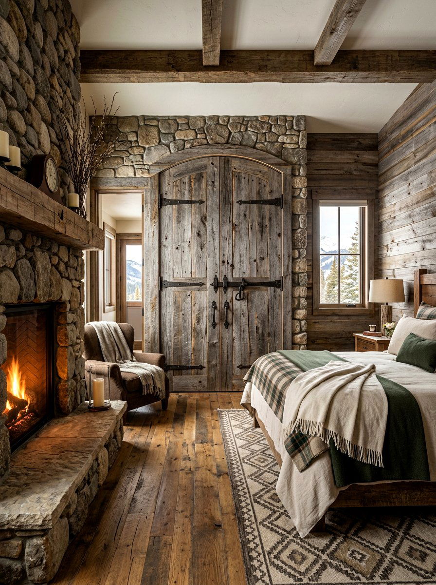 Rustic reclaimed wood doors - 30 bedroom closet door ideas