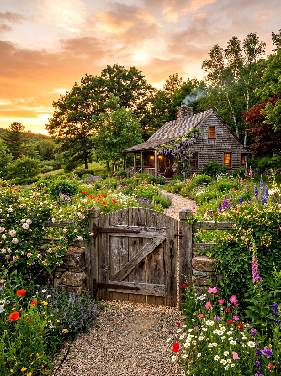 Rustic reclaimed wood gate - 30 cottage gate curb appeal ideas