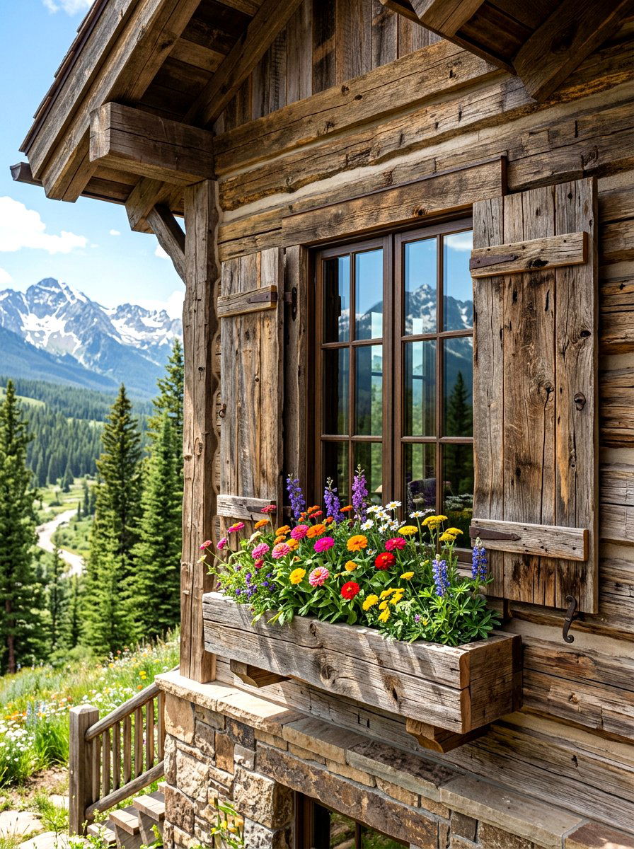 Rustic reclaimed wood shutters - 30 shutters and flower box ideas