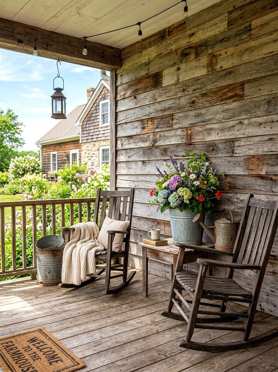 Rustic reclaimed wood slat wall - 30 porch slat wall ideas