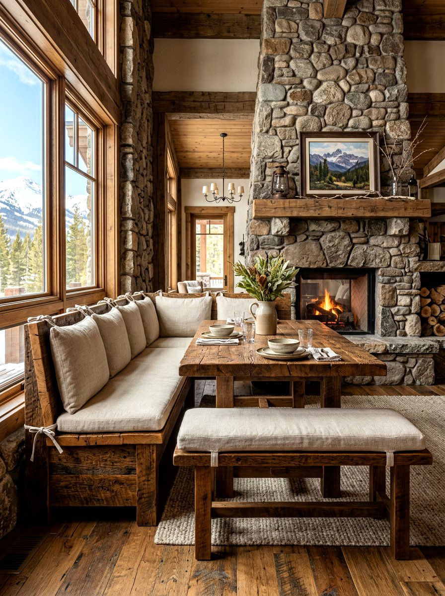 Rustic reclaimed wood - 30 banquette dining room ideas