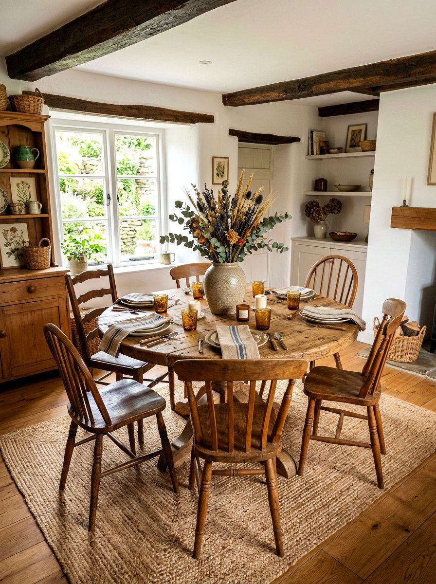Rustic round farmhouse table - 30 round dining table ideas