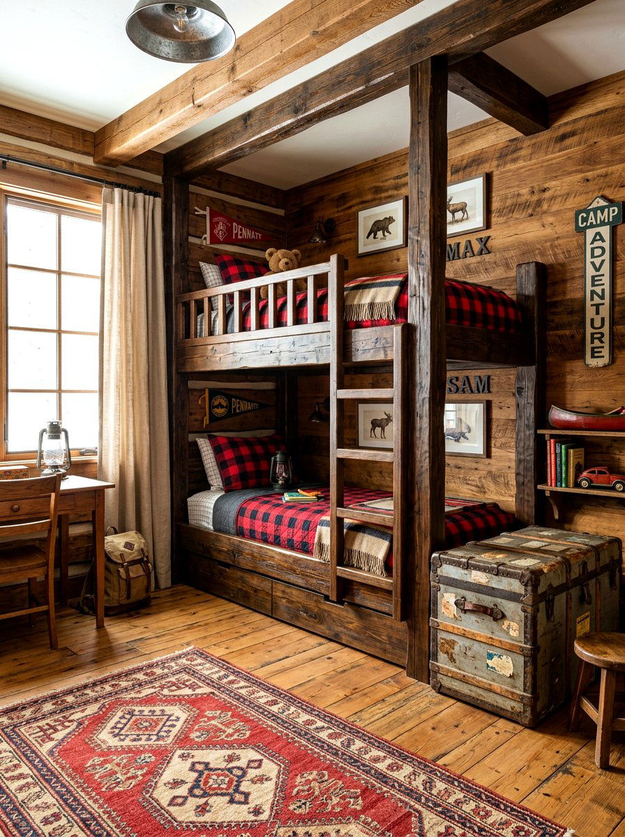 Rustic shared kids bedroom - 30 shared kids room ideas