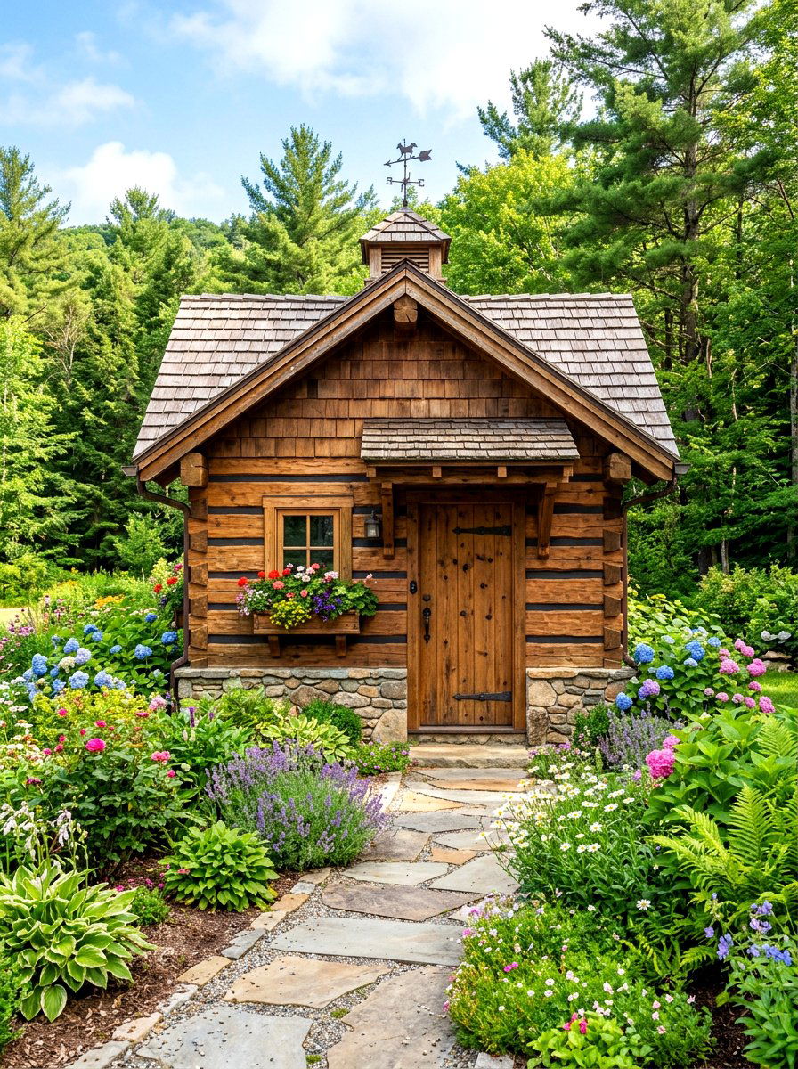 Rustic shed - 30 cabin backyard landscaping ideas