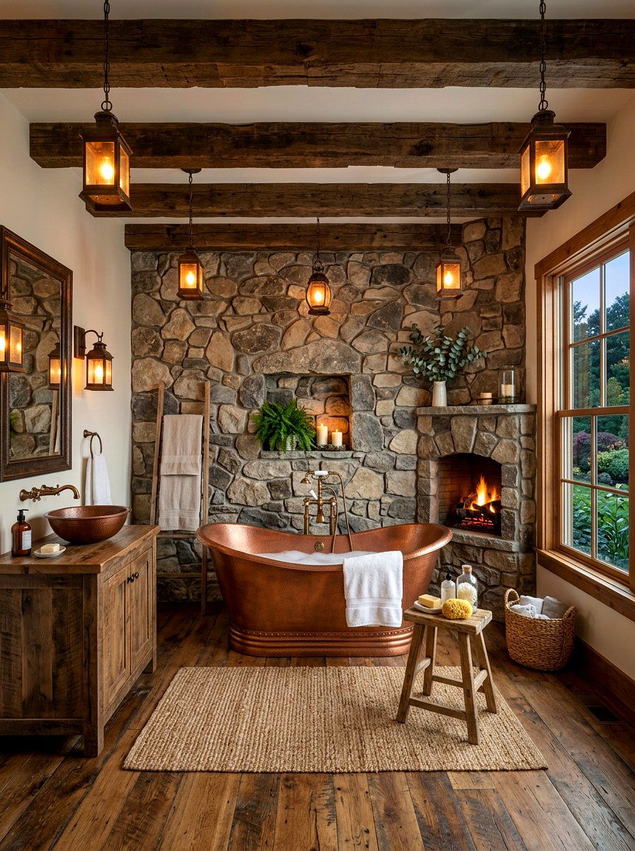Rustic stone bathroom wall - 30 stone inspired bathroom ideas