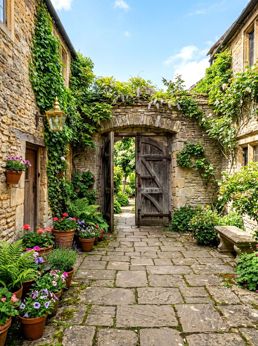 Rustic stone courtyard - 30 enclosed courtyard ideas