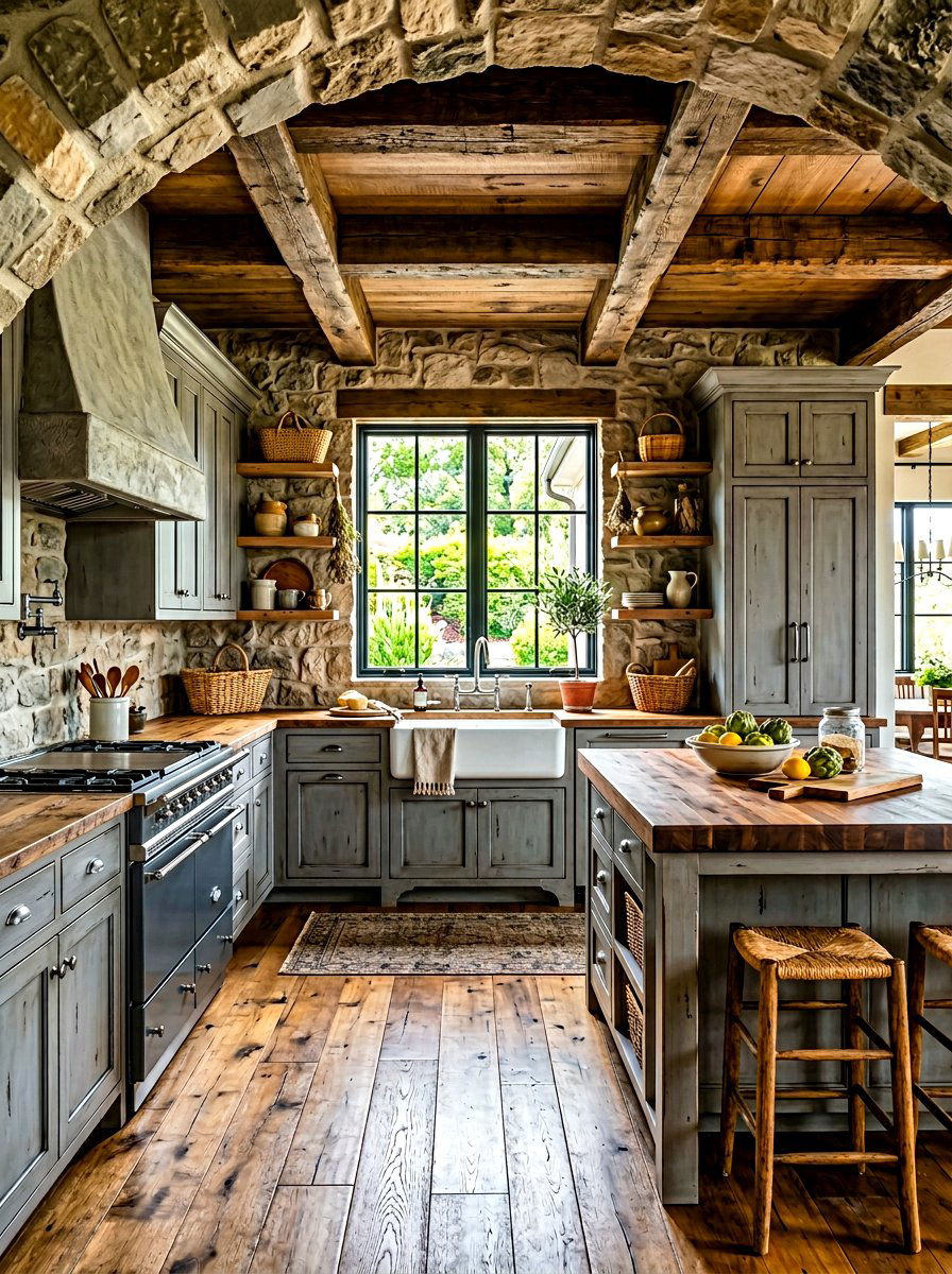 Rustic stone gray kitchen - 30 stone gray kitchen ideas