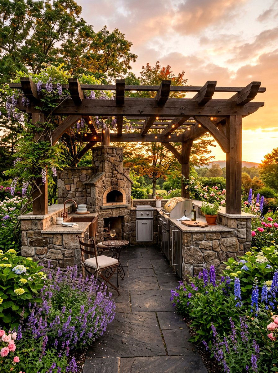 Rustic stone outdoor kitchen - 30 alfresco kitchen ideas