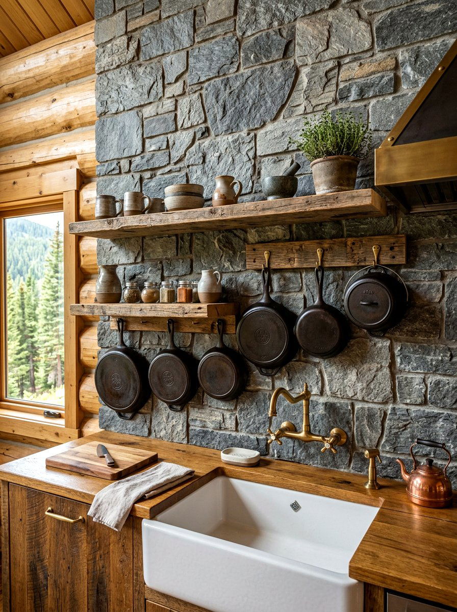 Rustic stone slab backsplash - 30 slab stone backsplash ideas