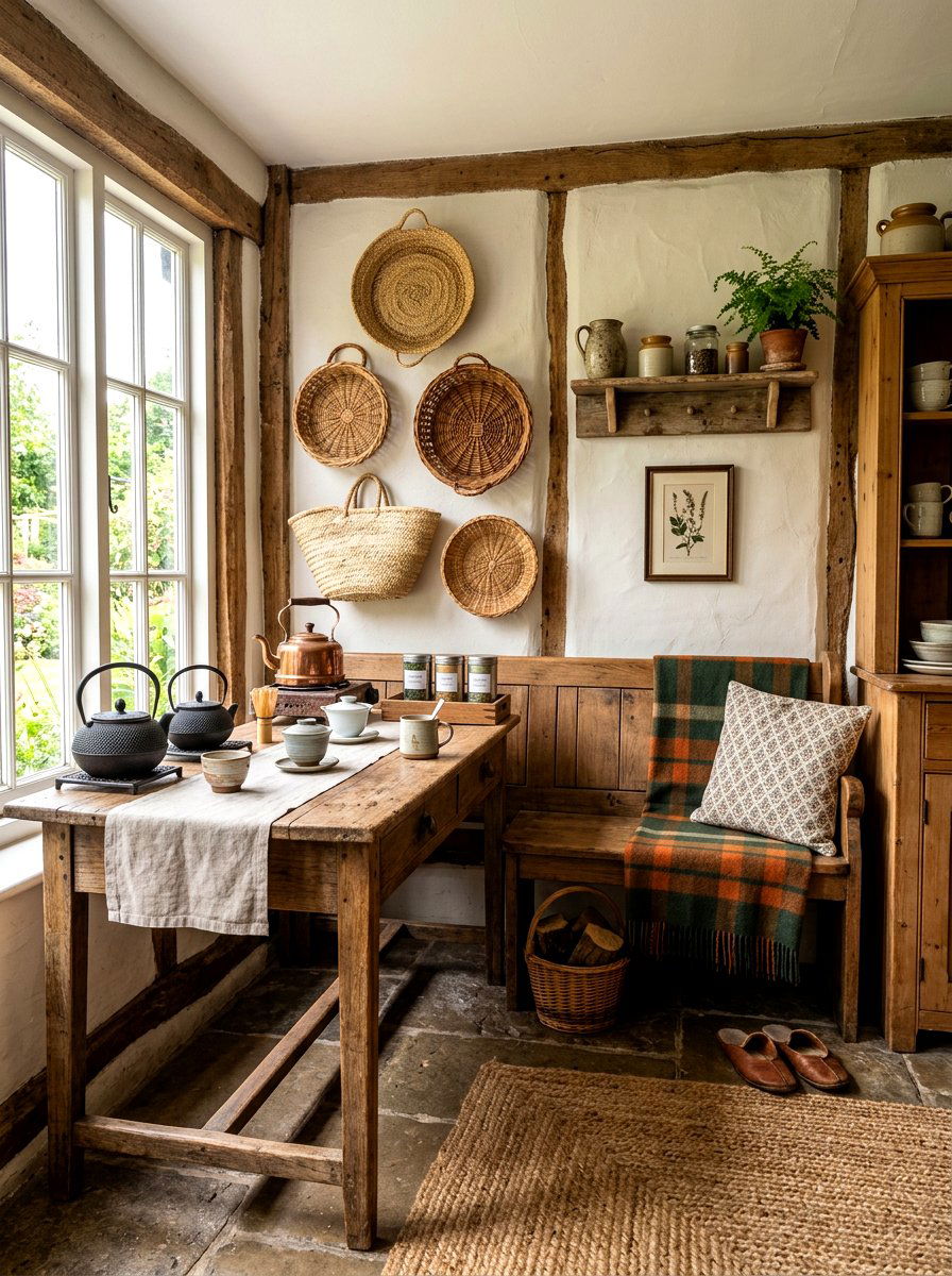 Rustic tea corner - 30 tea and journaling corner ideas
