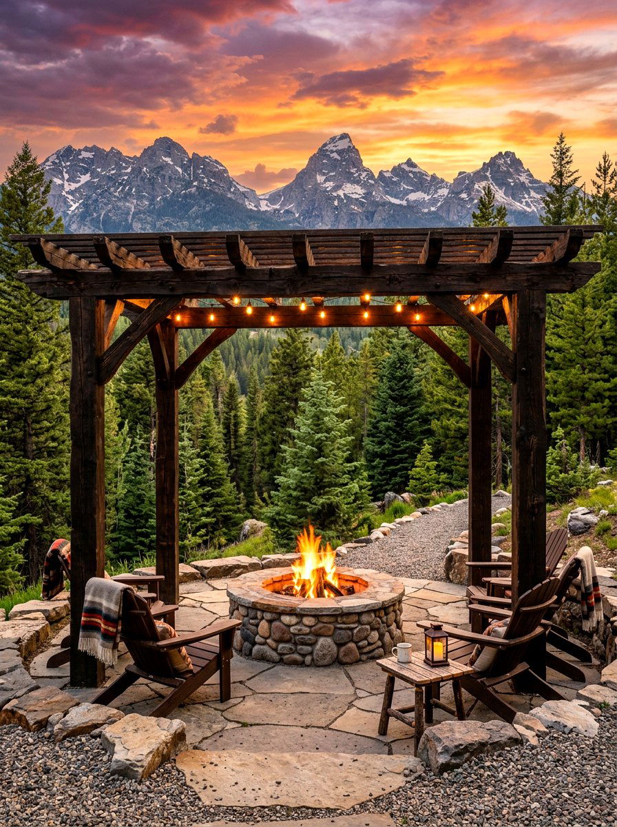 Rustic timber pergola - 30 patio pergola ideas