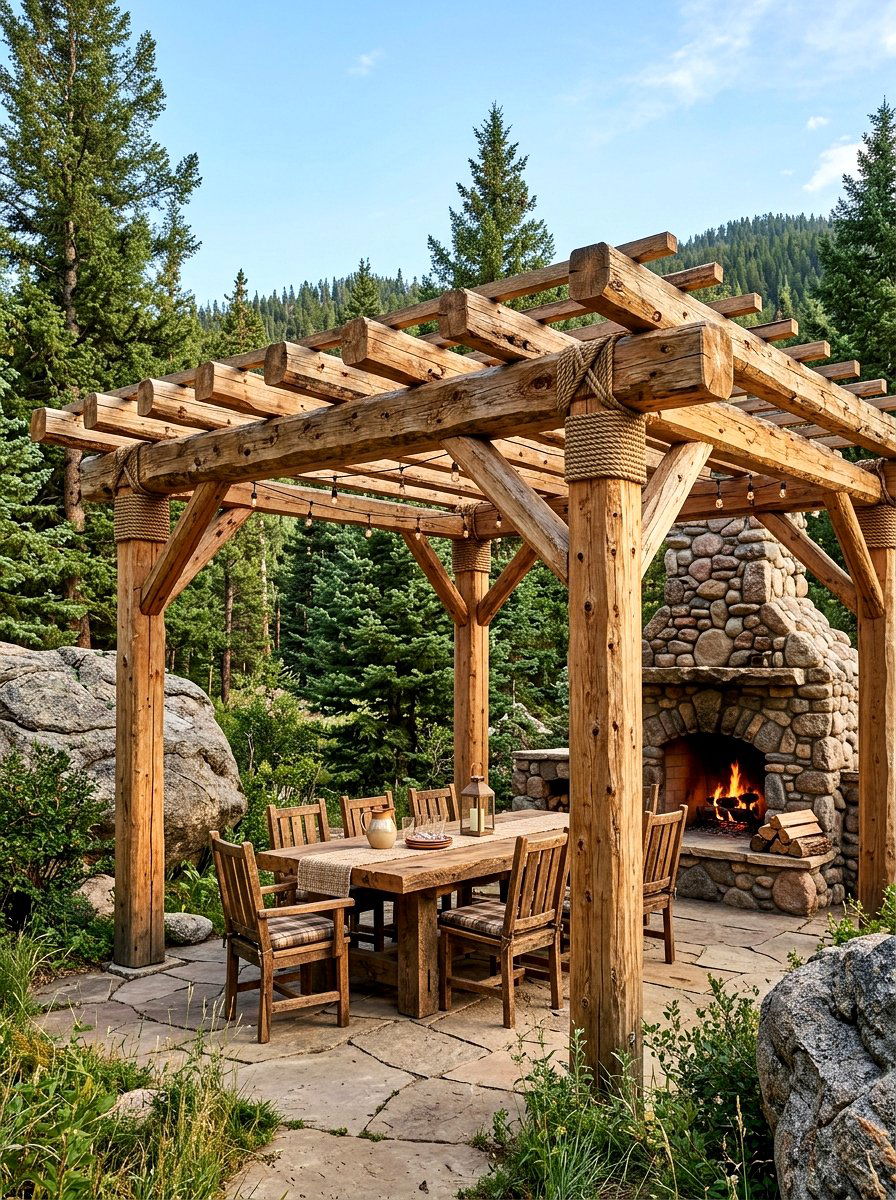 Rustic timber pergola - 30 pergola ideas