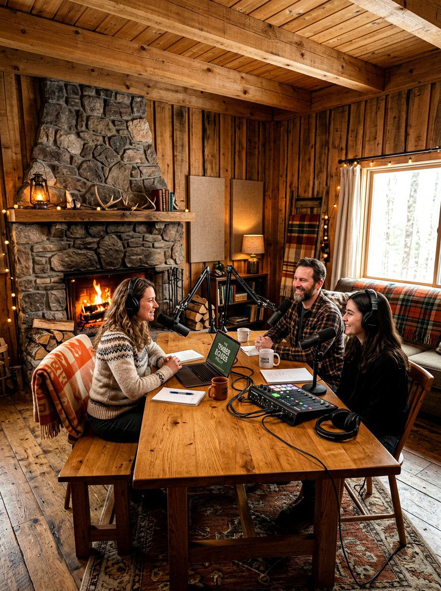Rustic timber podcast room - 30 podcast room ideas