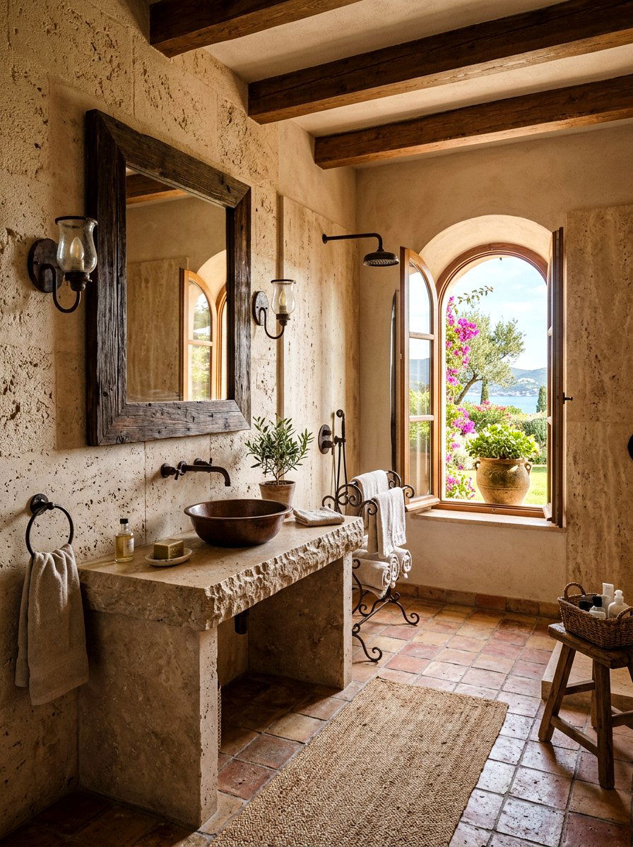 Rustic travertine bathroom - 30 travertine vanity bathroom ideas