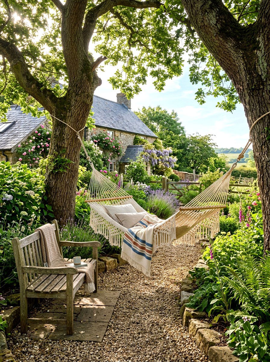 Rustic tree hammock garden - 30 hammock garden corner ideas