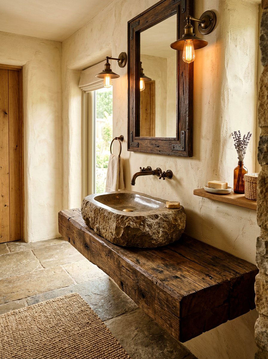 Rustic vessel sink - 30 vessel sink powder room ideas