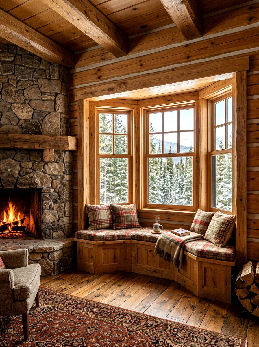 Rustic wood bay window - 30 bay window ideas