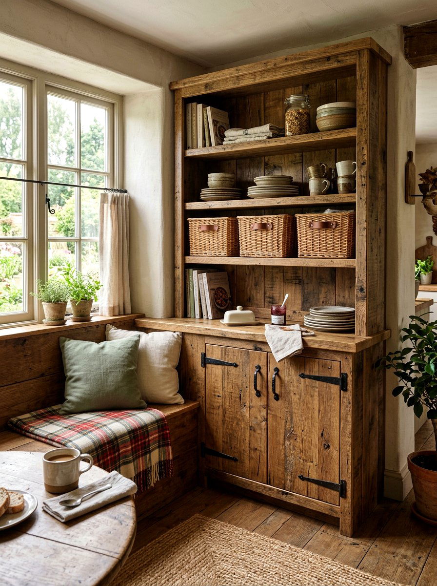 Rustic wood breakfast nook cabinet - 30 breakfast station cabinet ideas
