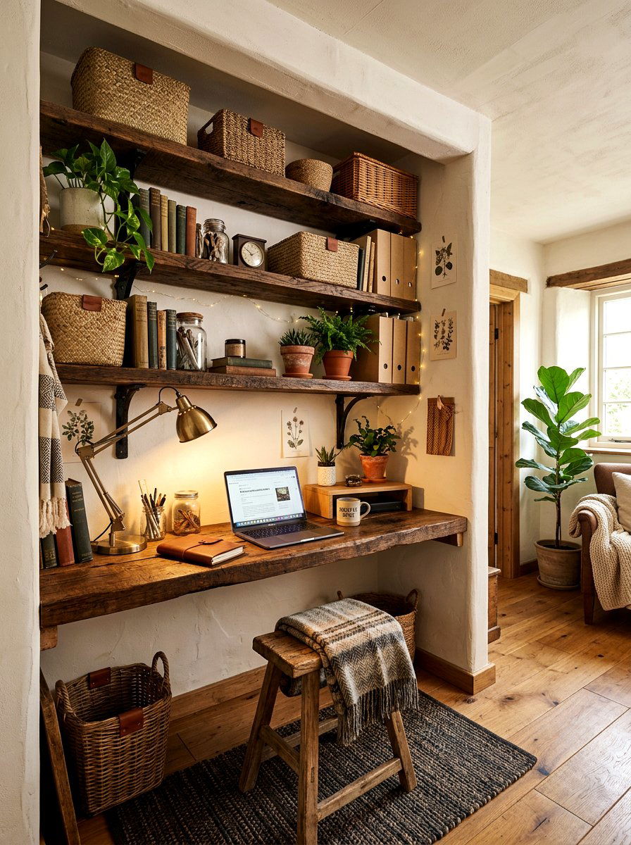Rustic wood cloffice - 30 desk in closet ideas aesthetic