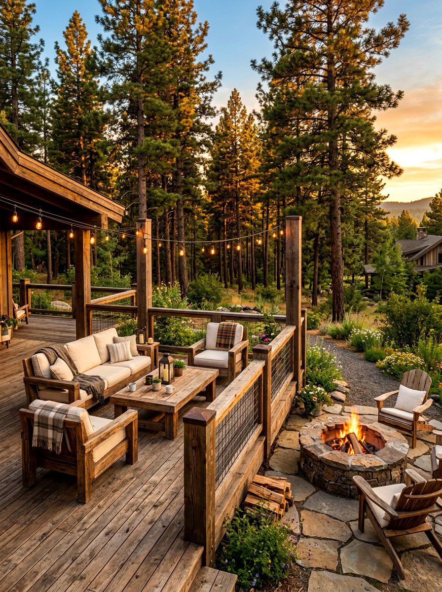 Rustic wood deck - 30 backyard club lounge ideas