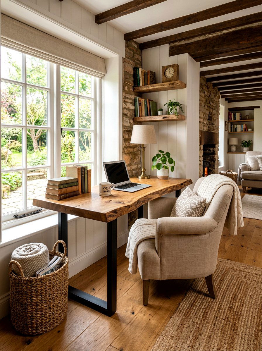 Rustic wood desk - 30 study nook ideas