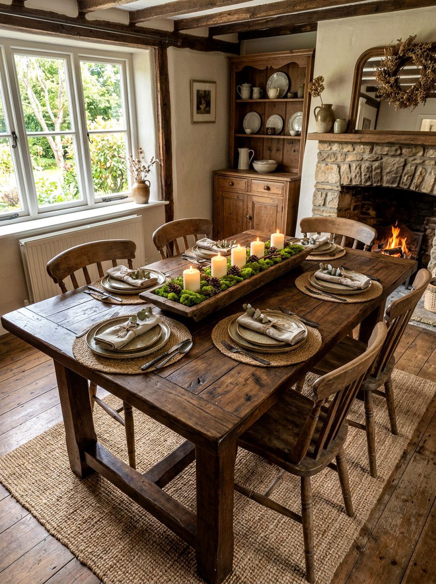 Rustic wood dining setup - 30 dinner party table ideas aesthetic