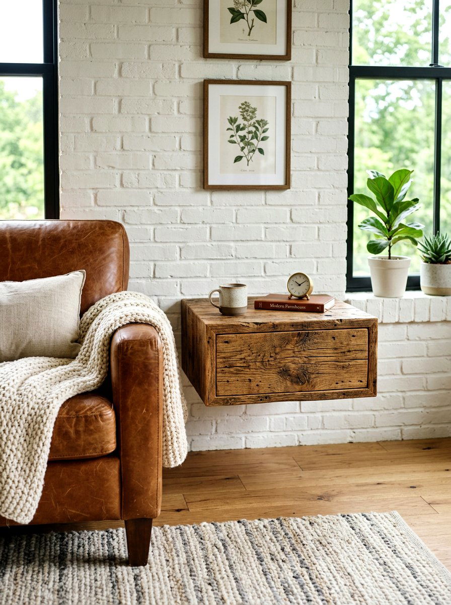 Rustic wood floating drawer - 30 floating drawer ideas