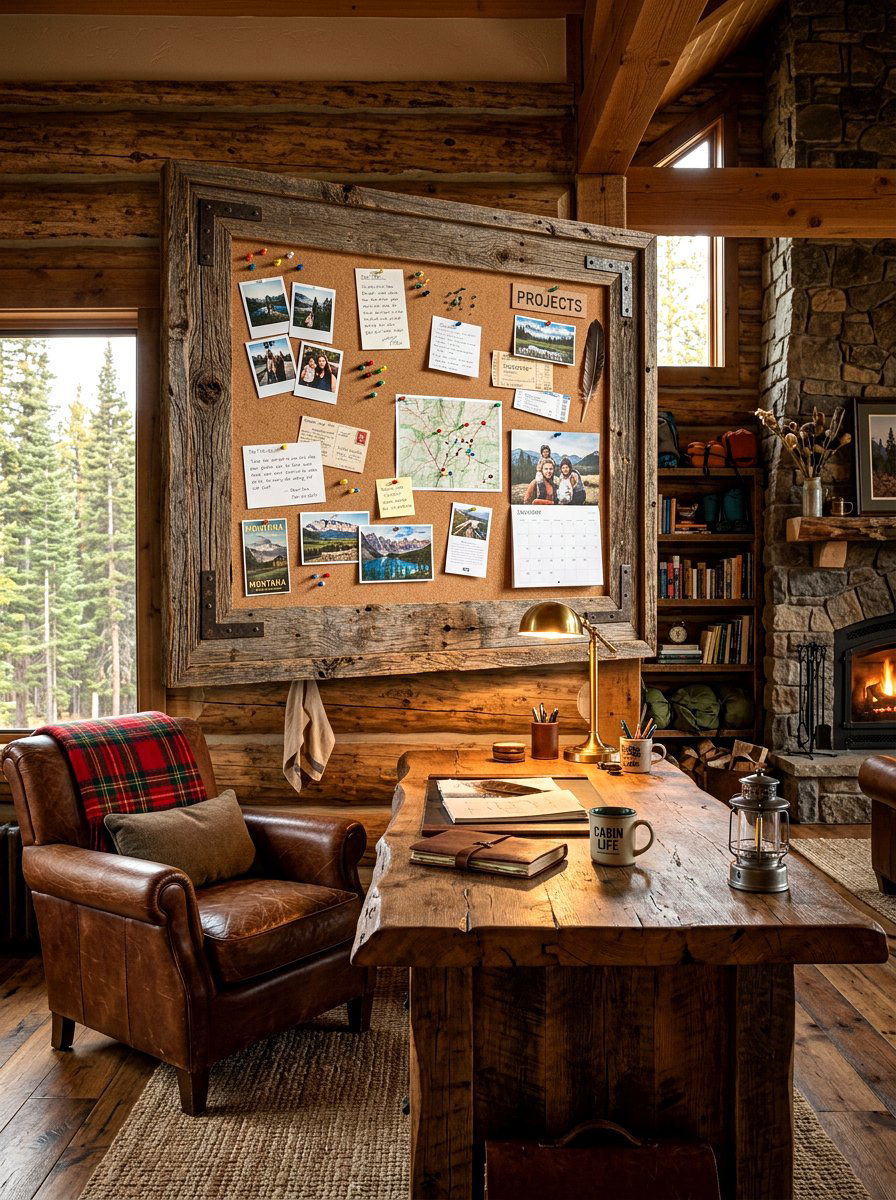 Rustic wood frame pinboard - 30 pinboard office aesthetic ideas