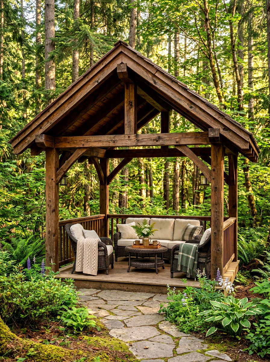 Rustic wood gazebo - 30 backyard gazebo ideas
